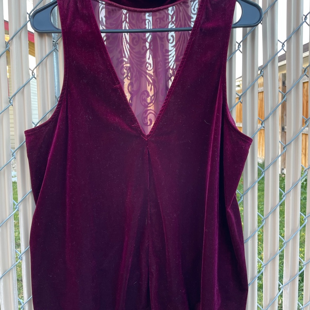 Gorgeous Holiday Burgundy Cut Velvet Trapeze Fly Away Tank Top M/L - Picture 7 of 9